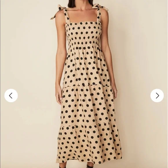 knee length dresses for ladies FAITHFULL THE BRAND Marine Midi Lolita Dot Midi Dress (AU 8 | US 4